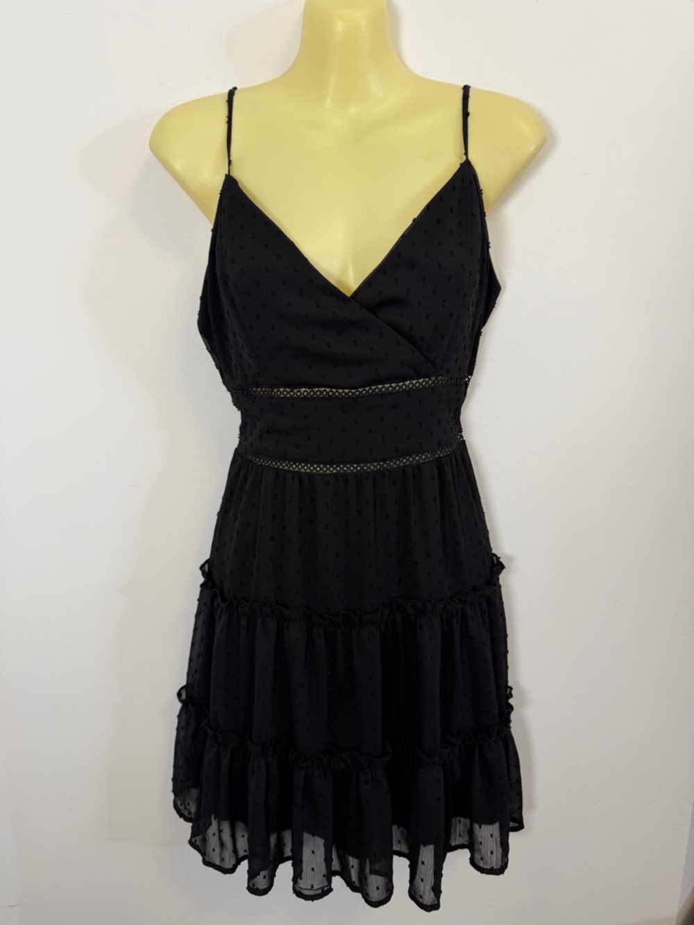 Altar’d State Black Swiss Dot Tiered Mini Dress